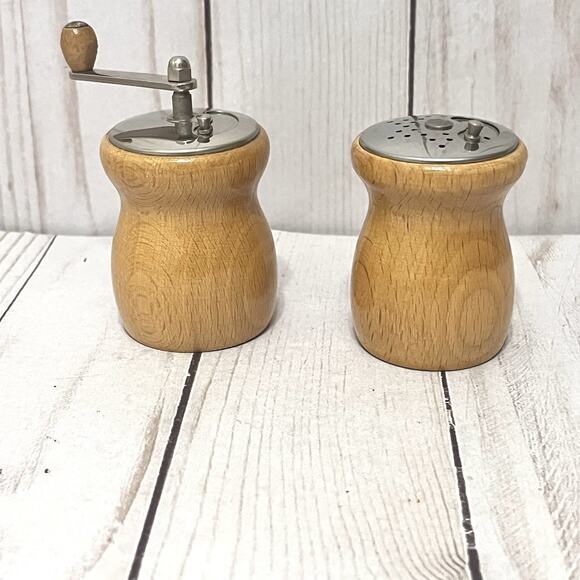 Vintage MCM Fraber Made In Italy Wooden Pepper Mill And Salt Shaker Grinder - Picture 3 of 10